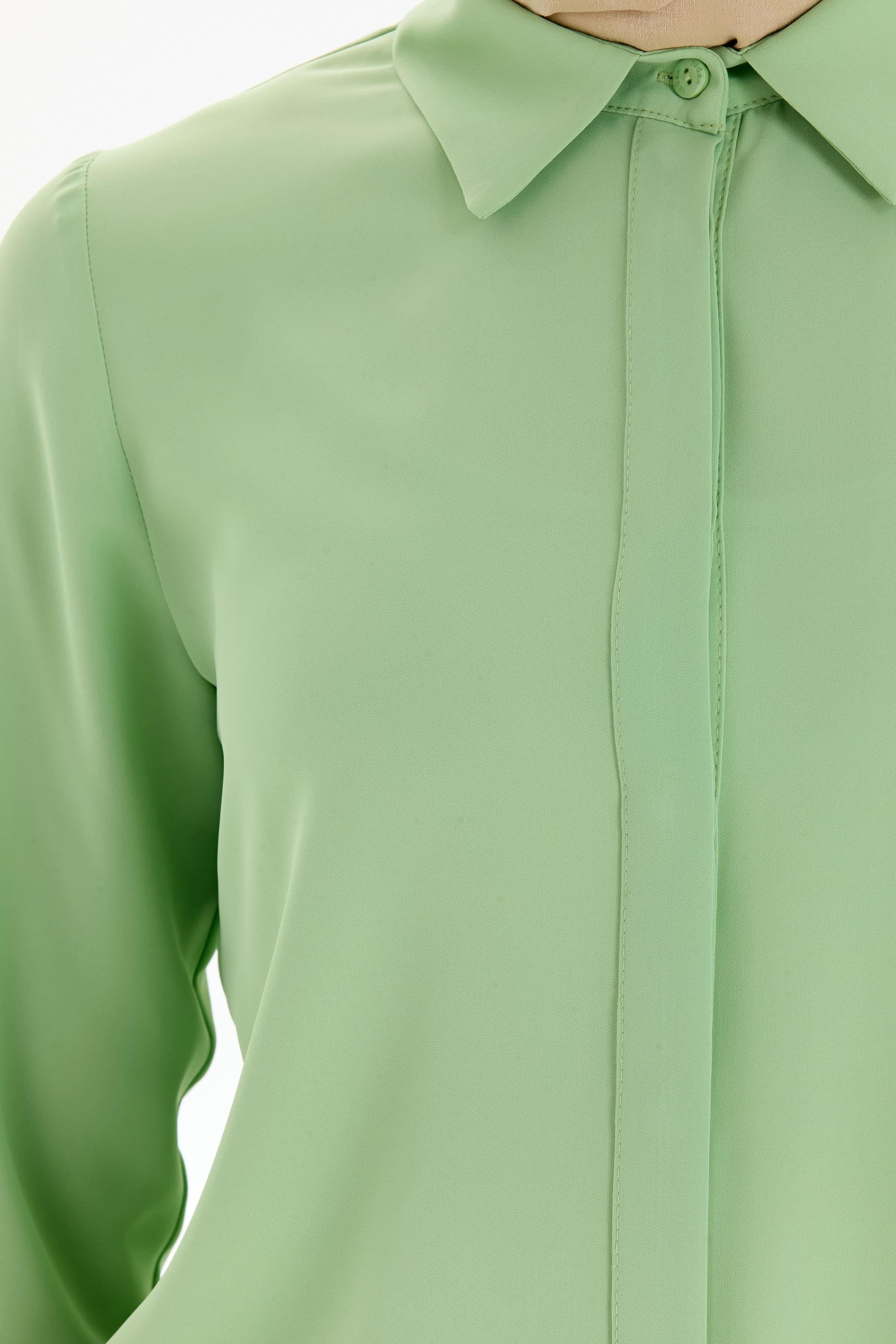 Basic Gizli Patlı Gömlek - Mint - Image 4