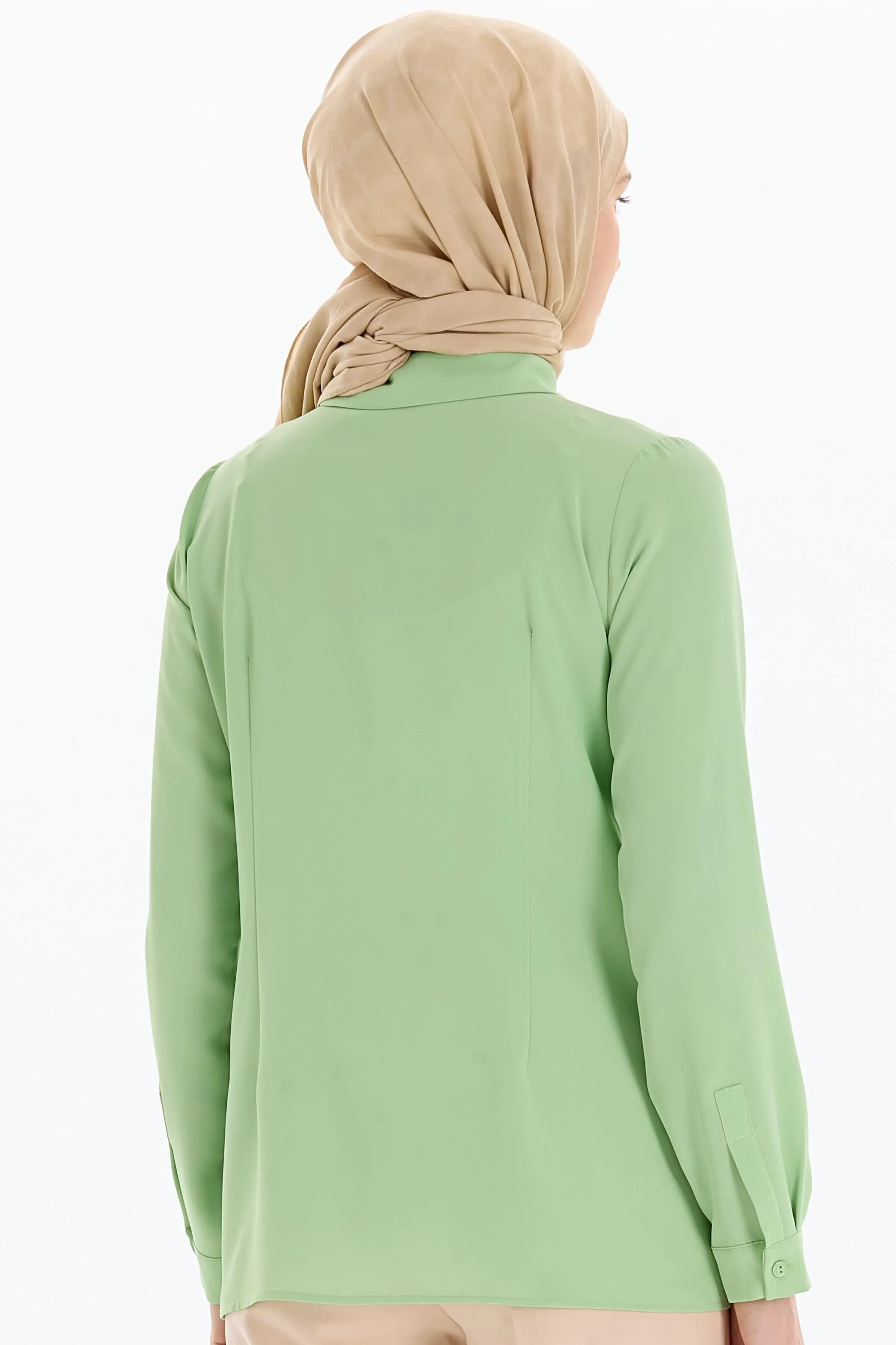 Basic Gizli Patlı Gömlek - Mint - Image 5