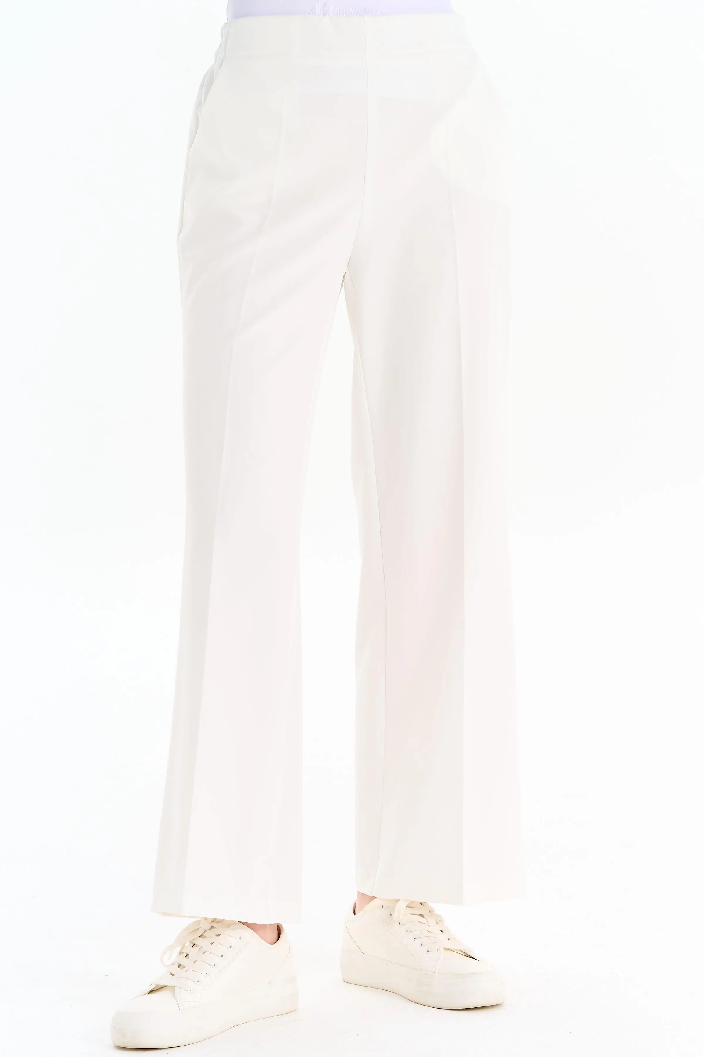 Beli Lastikli Culotte Pantolon - Ekru - Image 3