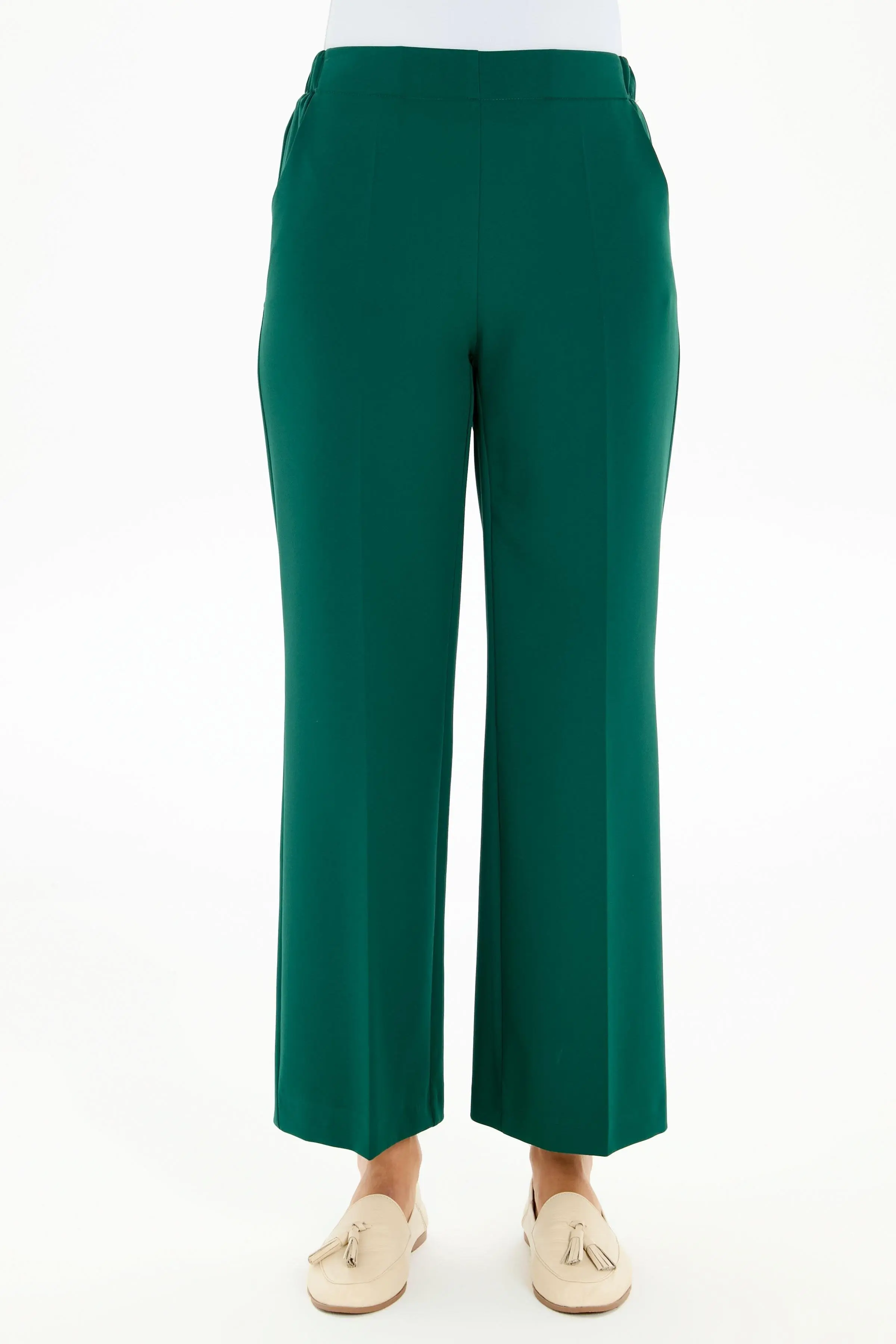 Beli Lastikli Culotte Pantolon - Yeşil - Image 3