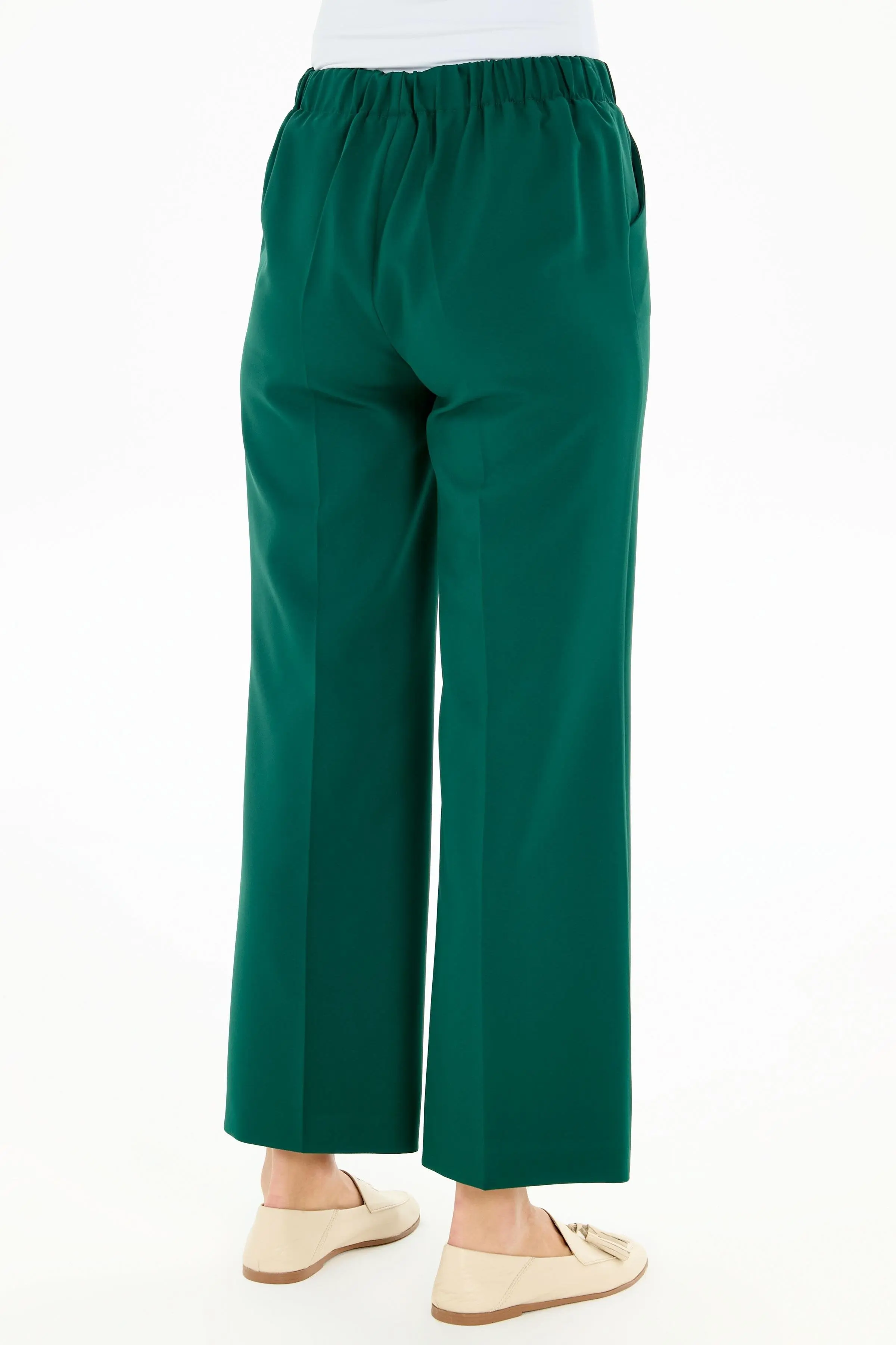 Beli Lastikli Culotte Pantolon - Yeşil - Image 5