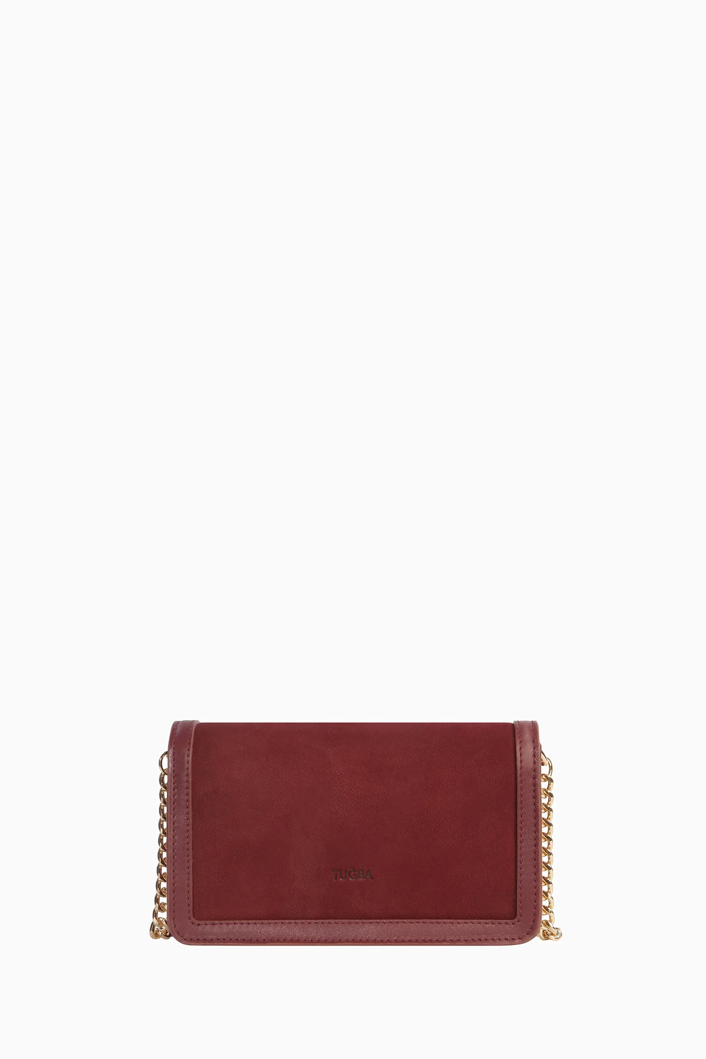 Deri Flap Süet Çanta - Bordo - Image 7