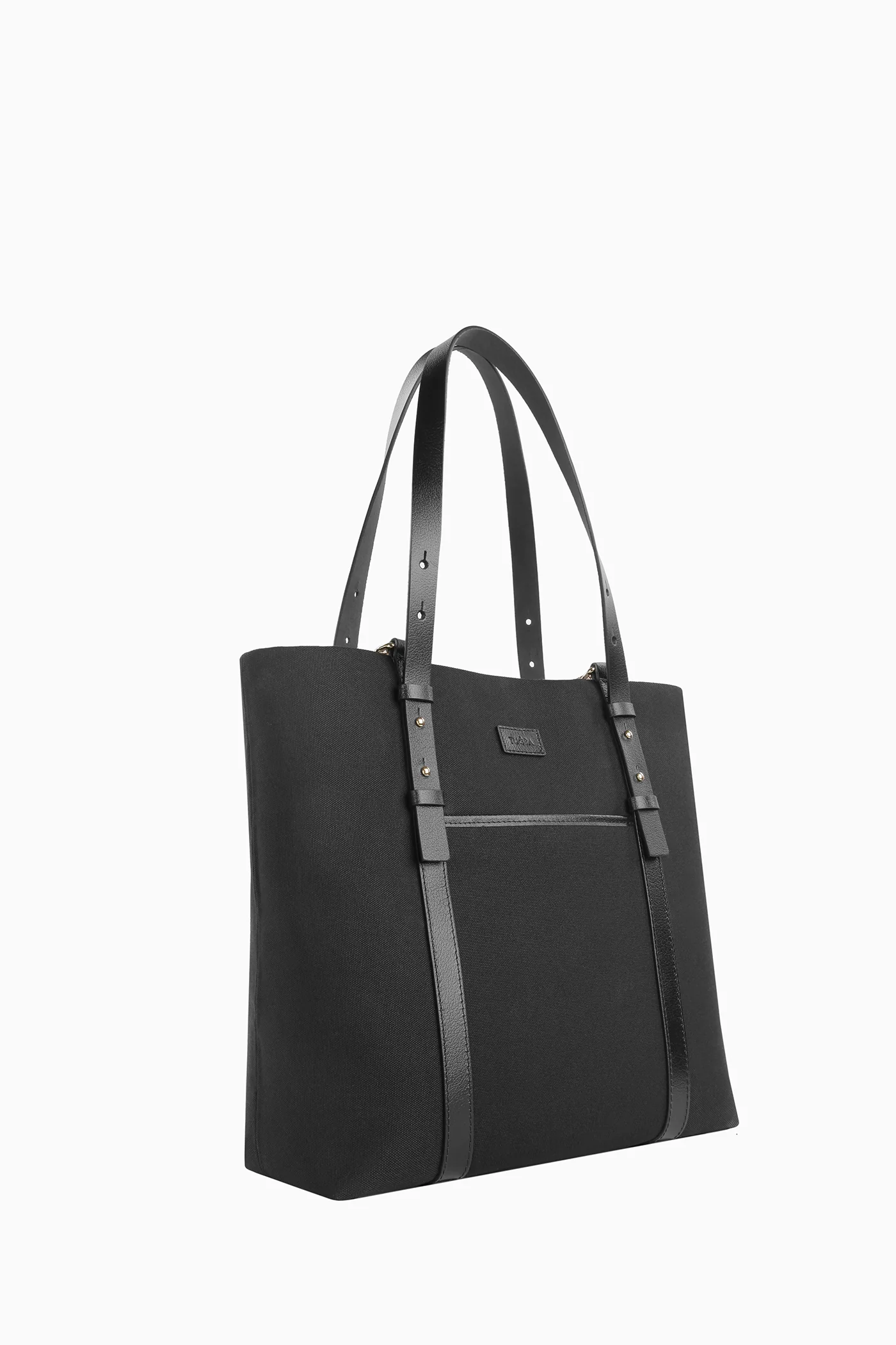 Deri Kemerli Kanvas Çanta - Siyah - Image 3