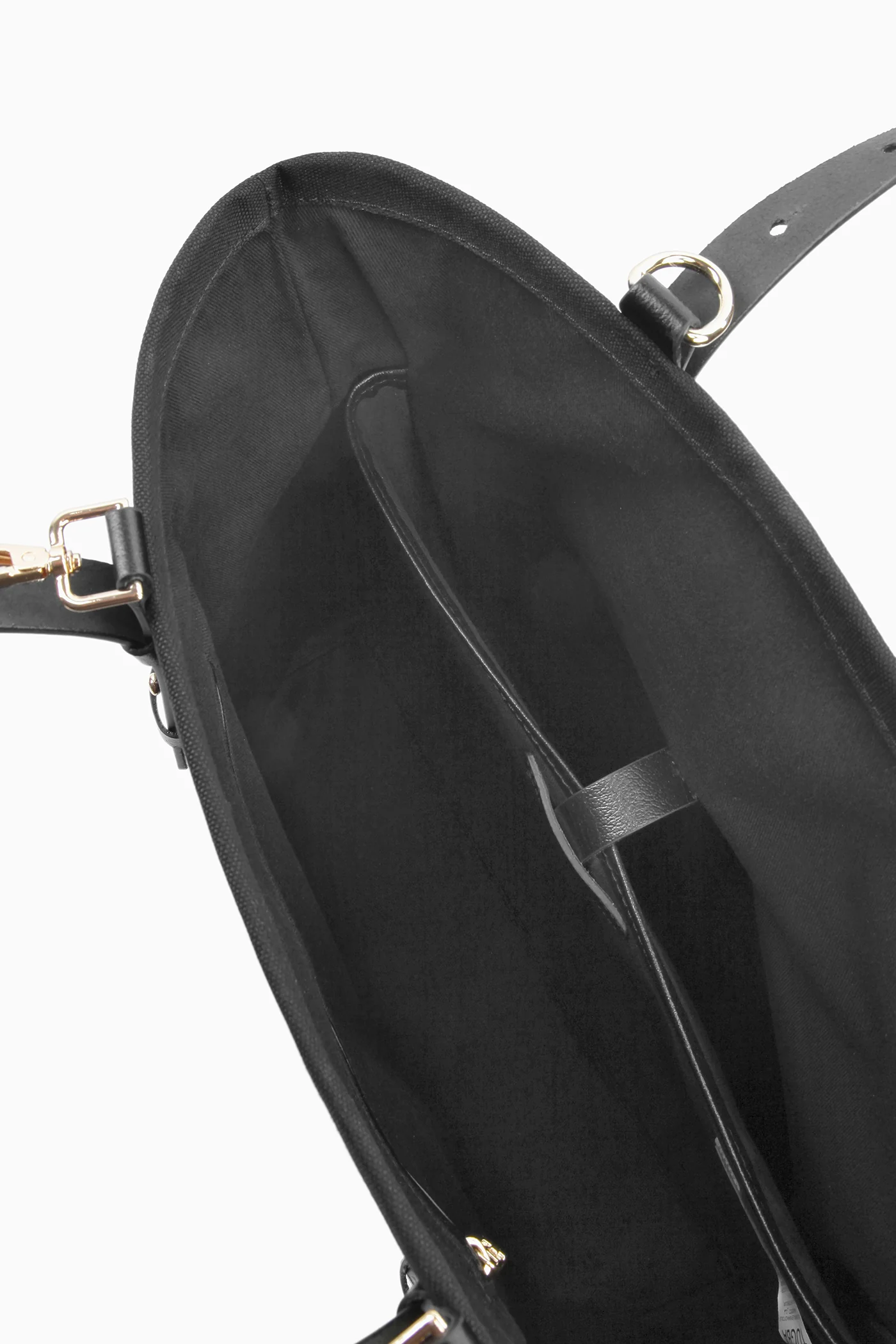 Deri Kemerli Kanvas Çanta - Siyah - Image 4