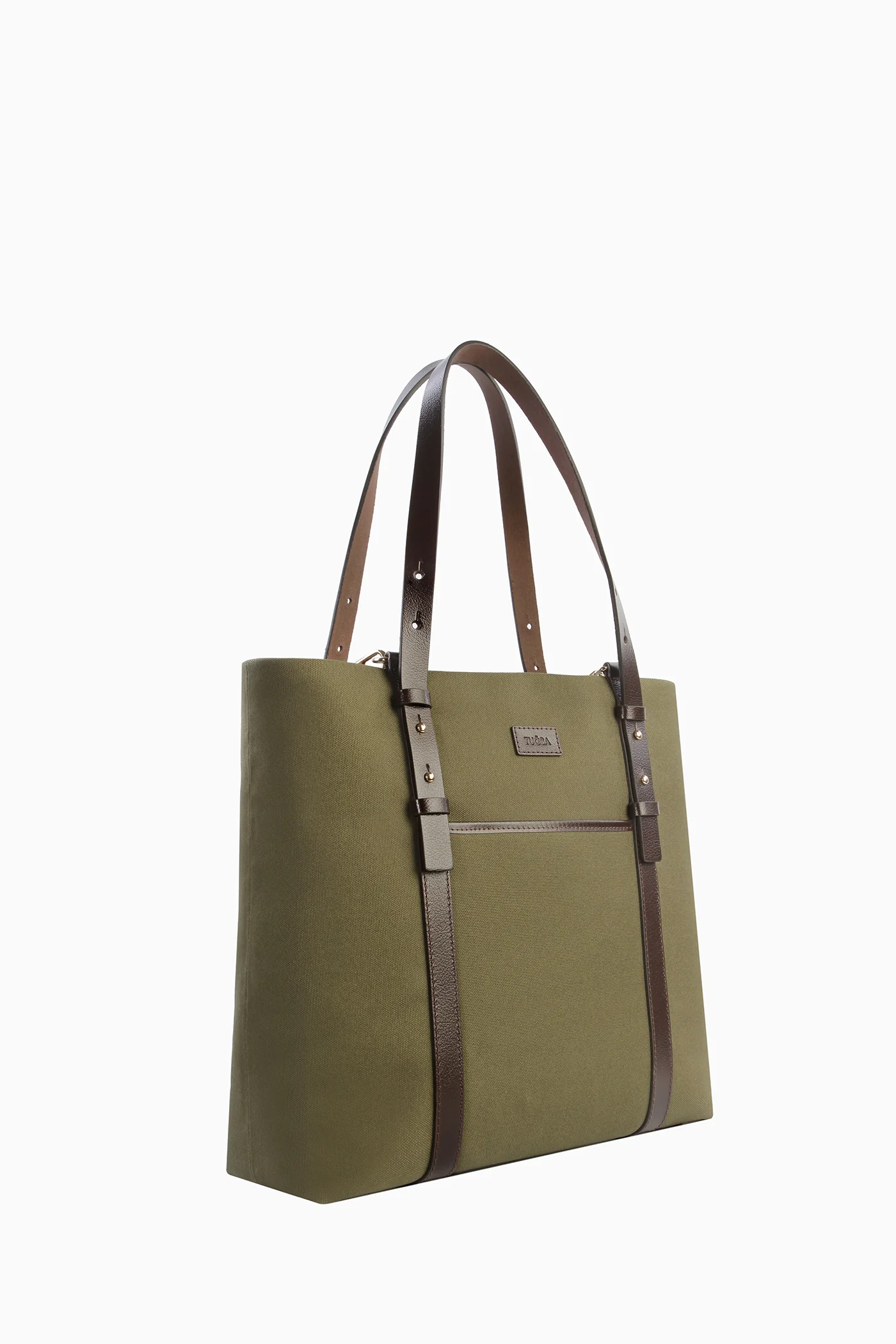 Deri Kemerli Kanvas Çanta - Yeşil - Image 3