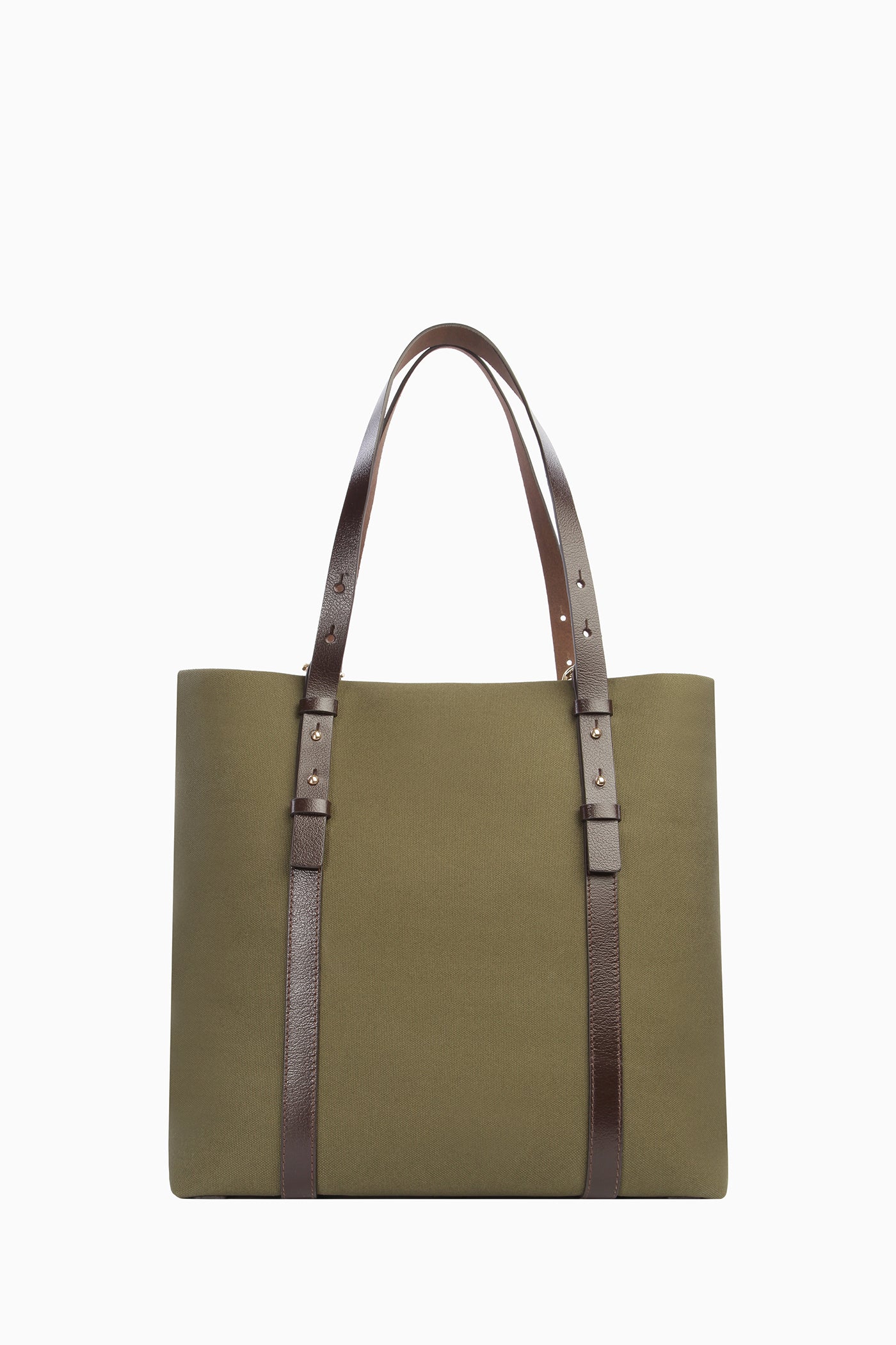 Deri Kemerli Kanvas Çanta - Yeşil - Image 5