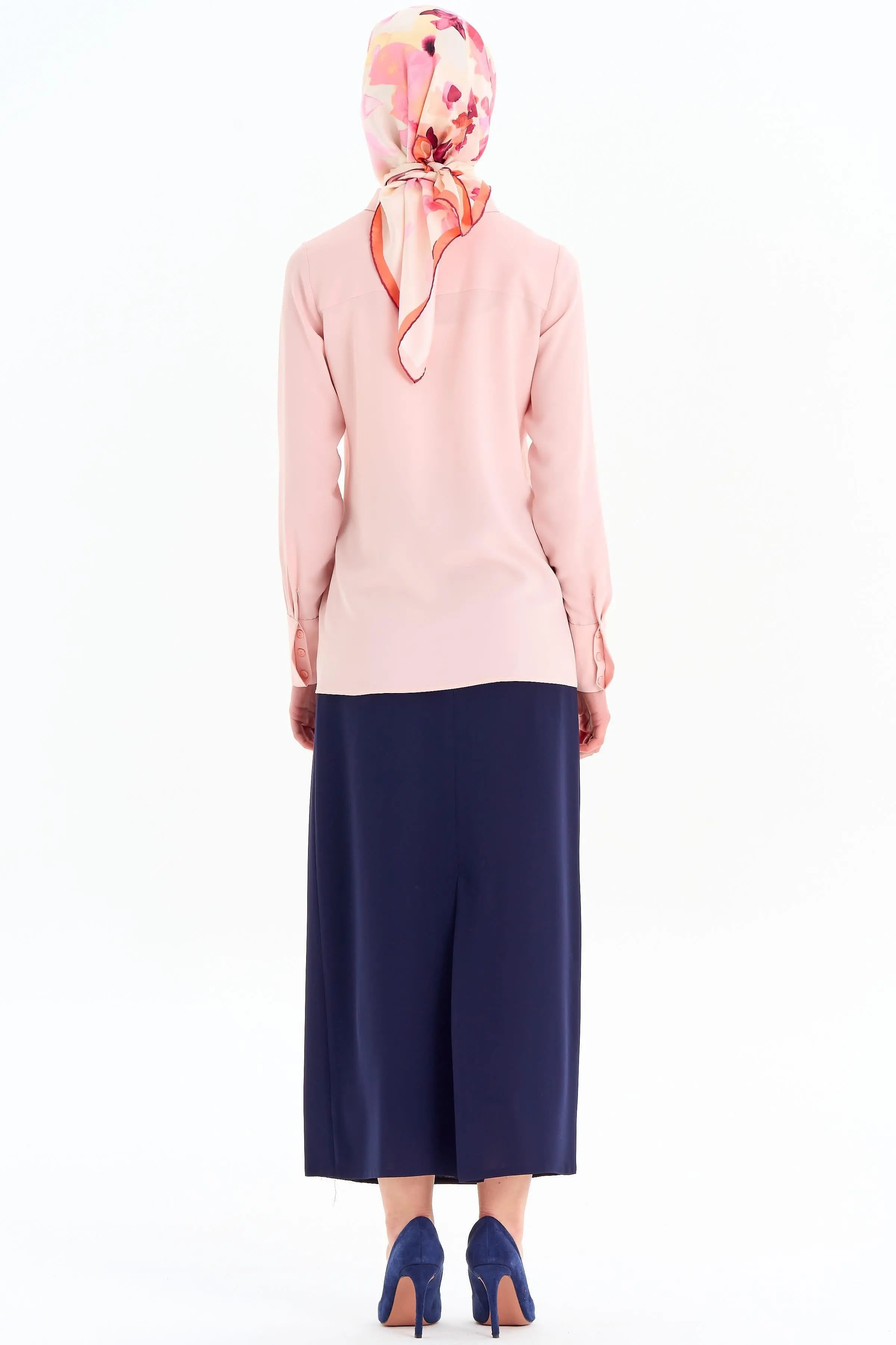 Gizli Patlı Basic Gömlek - Pudra - Image 5