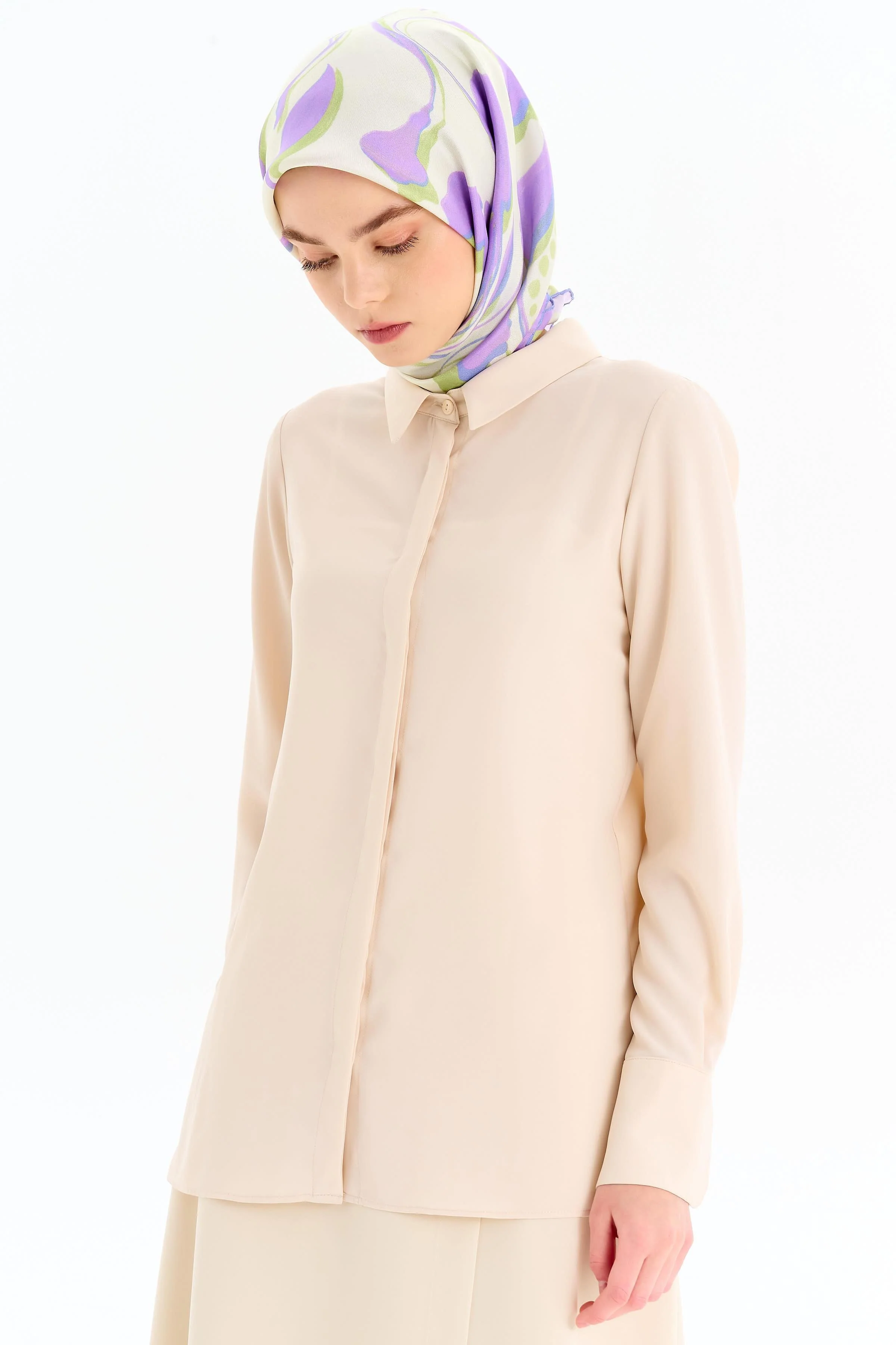 Gizli Patlı Basic Gömlek - Taş - Image 6