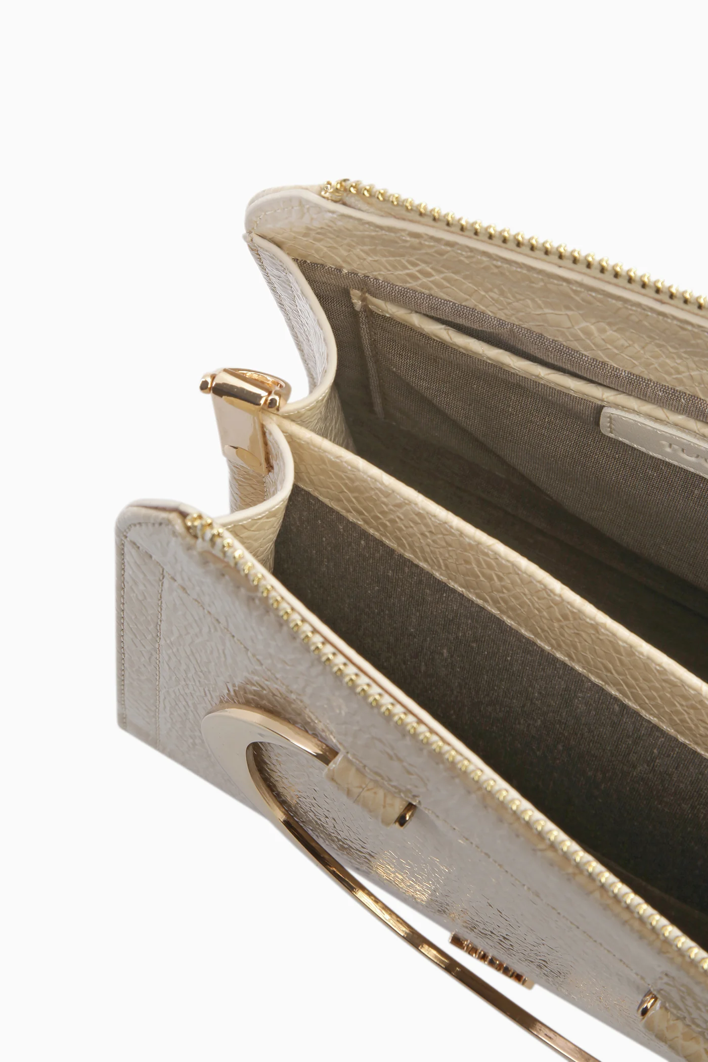 Gold Kulplu Çanta - Krem - Image 4