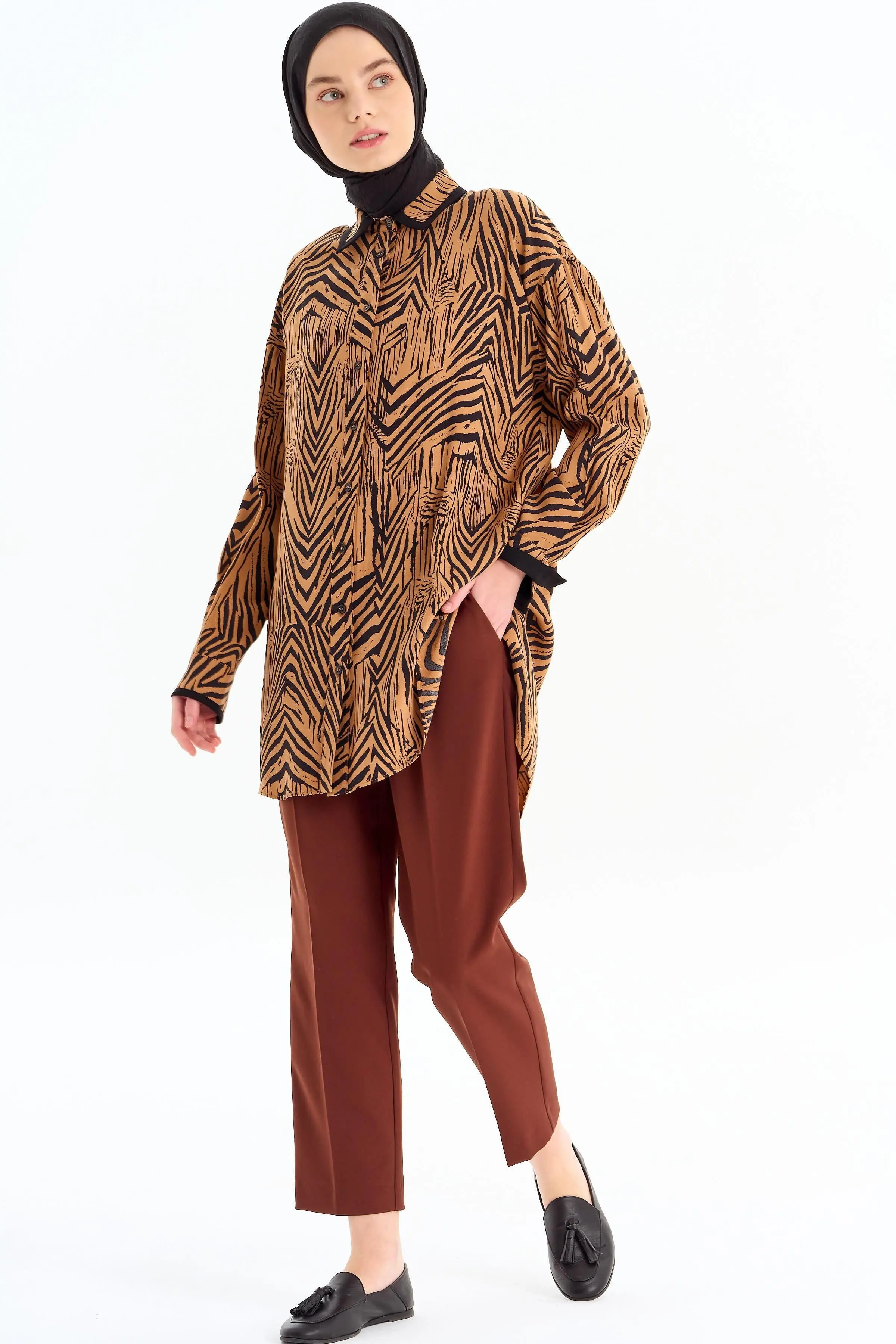 Tek Pile Basic Pantolon - Kahve - Image 3