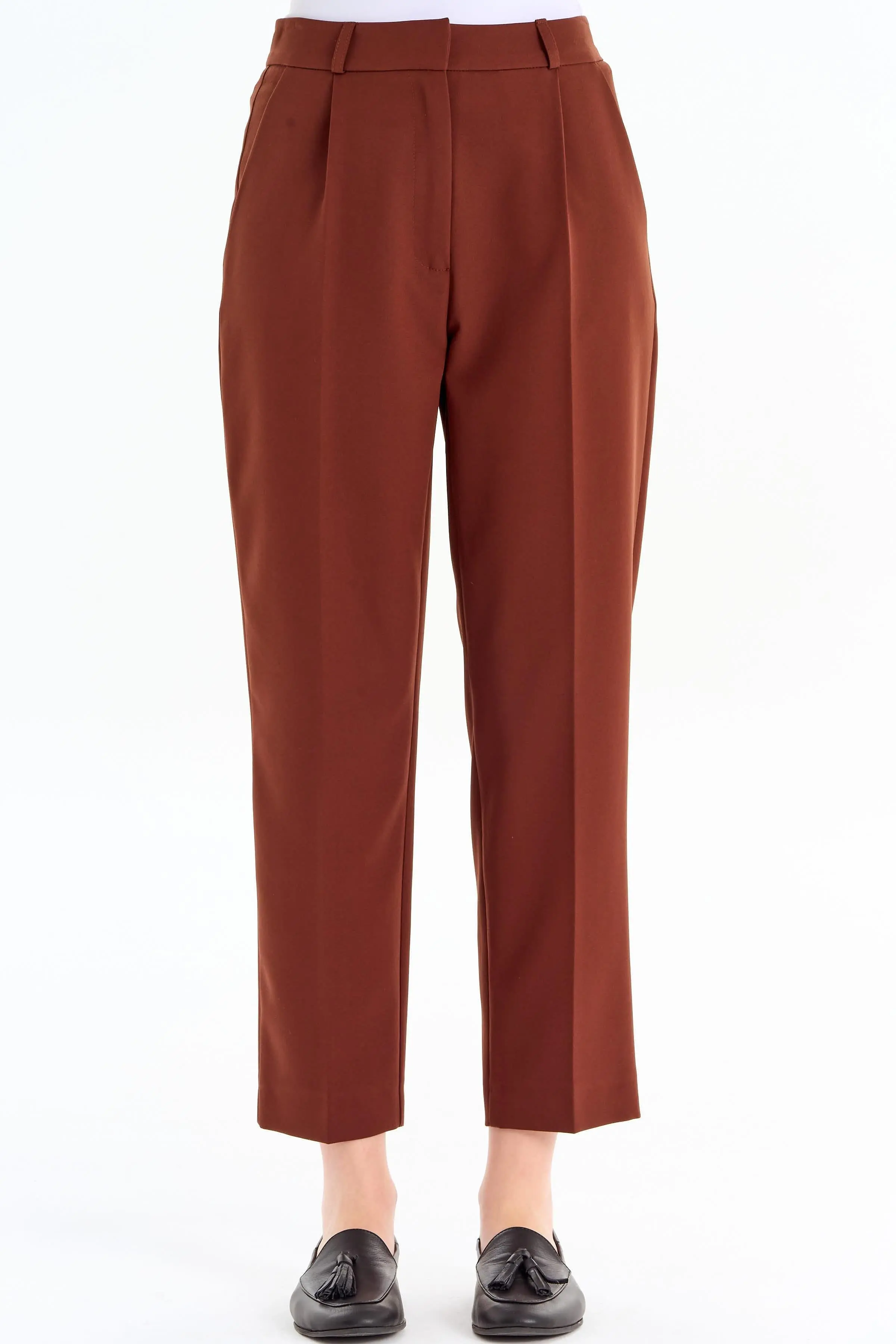 Tek Pile Basic Pantolon - Kahve - Image 5
