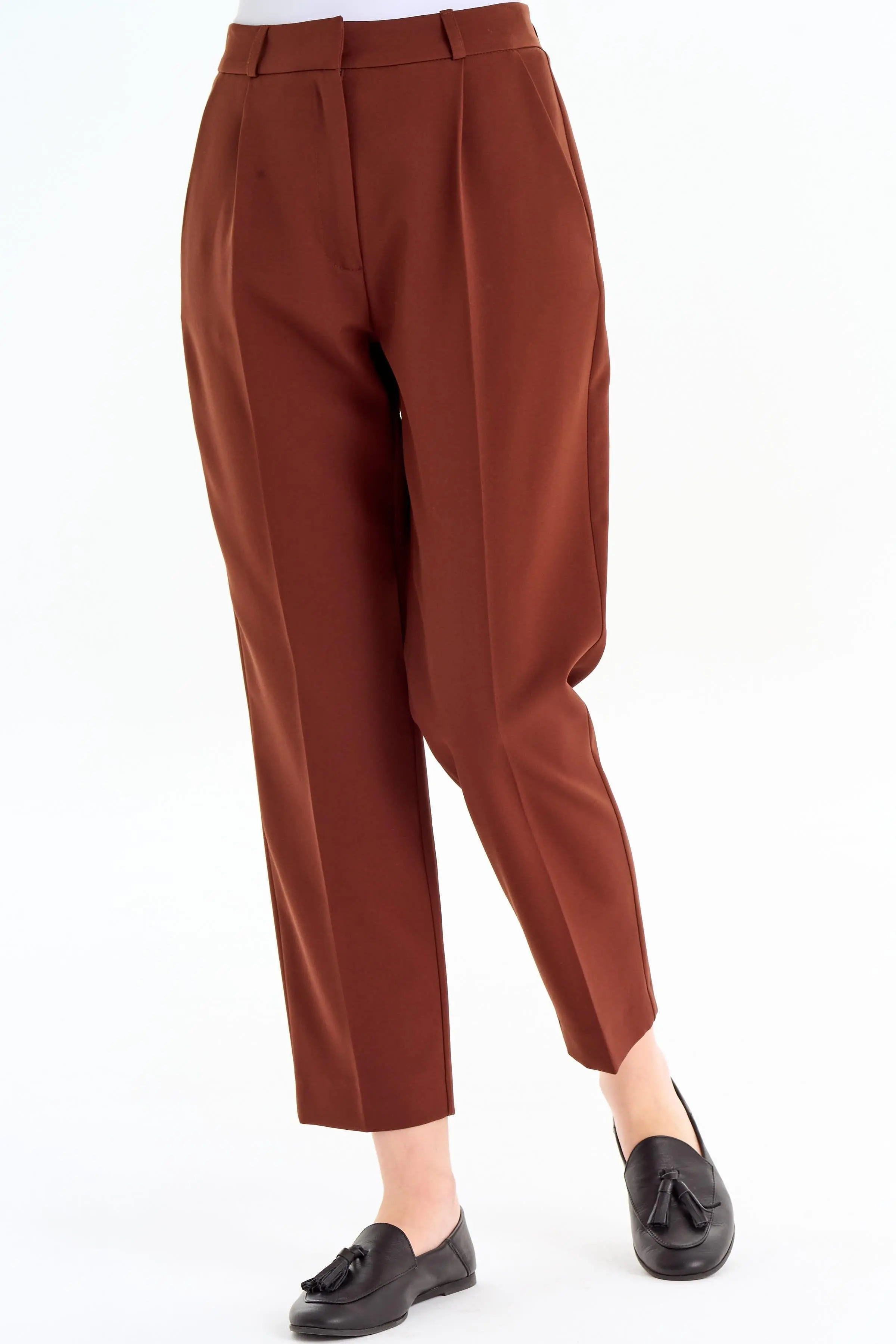 Tek Pile Basic Pantolon - Kahve - Image 6