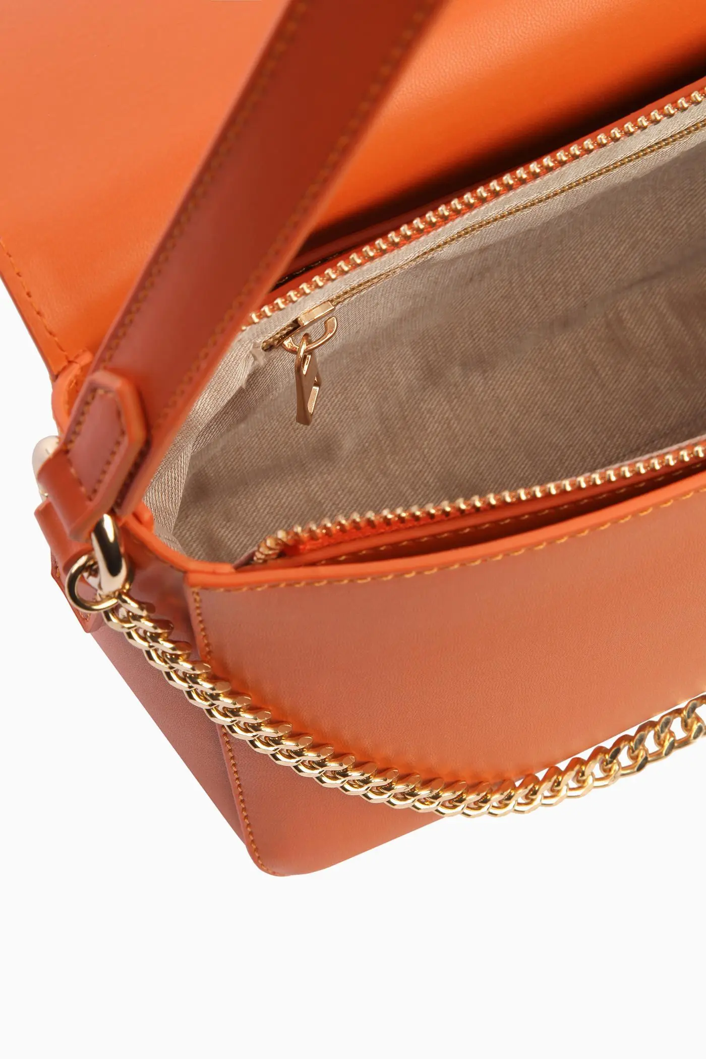 Zincir Detaylı Flap Çanta - Turuncu - Image 3